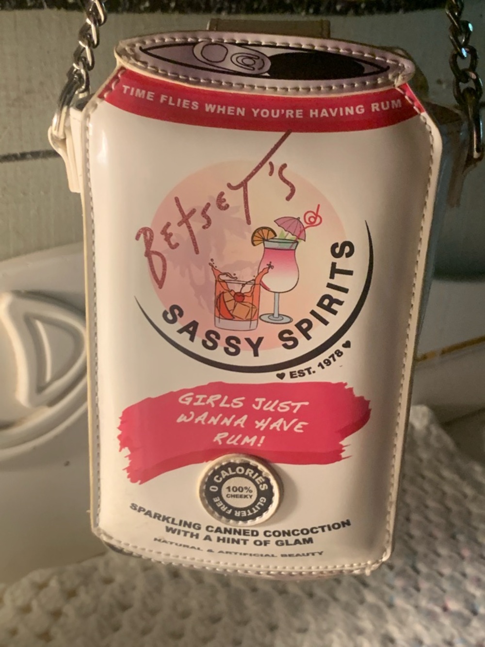 Betsey Johnson White & Pink 'Sassy Spirits' Novelty Can Crossbody